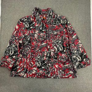 Hearts‎ of Palm Woman Jacket Plus 18W Shiny Retro Stretch Collared Buttons